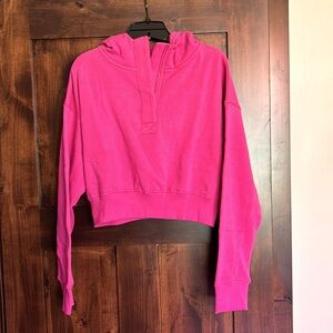 Mono b Cropped Half-Zip Hoodie